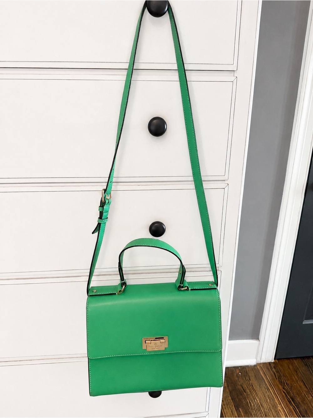 Kate Spade Green Structured Top-Handle Crossbody Bag